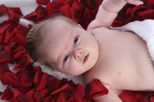 Baby on Rose Petals